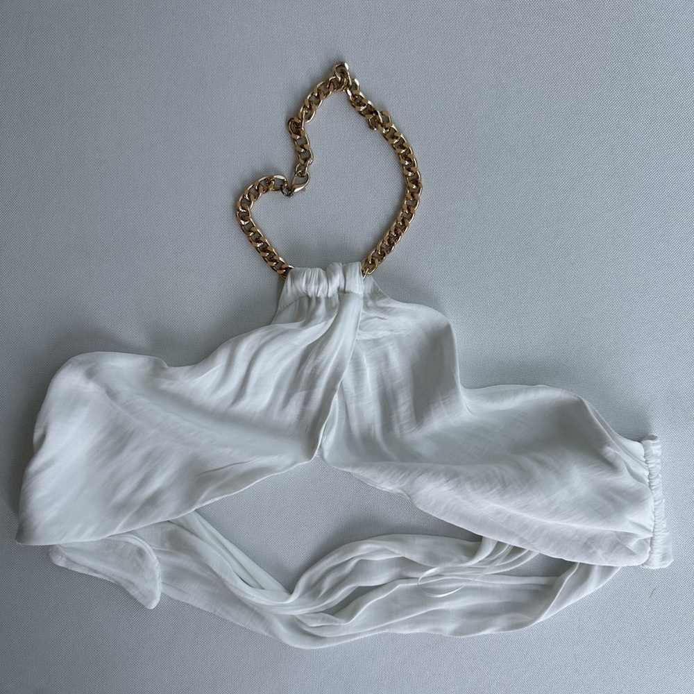 Glassons White Gold Chain Wrap Top